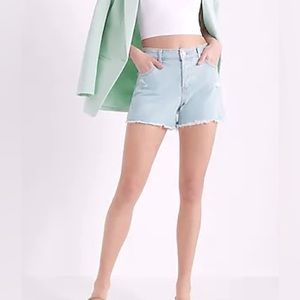 Express midi high rise jean shorts size 4